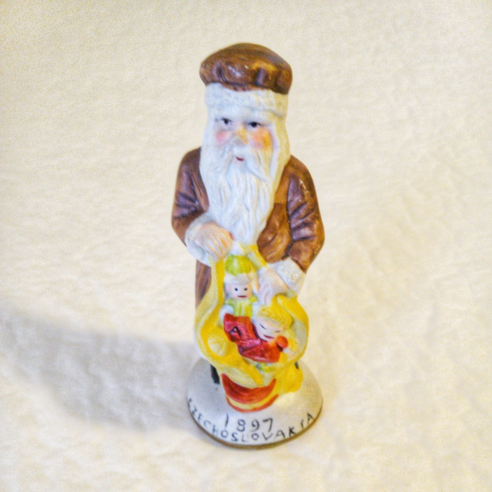 Vintage Santa Claus Figurine - Brown and Yellow